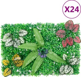 vidaXL Φράχτης 24 τεμ. Πράσινος 40 x 60 εκ. από Τεχνητό Φυτό
