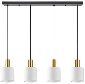 SE21-GM-4-4BL-SH1 ADEPT TUBE Gold Matt Pendant White Fabric Shade+