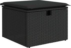 vidaXL Σετ Καναπέ Κήπου με μαξιλάρι 7 pcs Μαύρο Πολυ ράταν