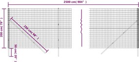 vidaXL Συρματόπλεγμα Περίφραξης Ανθρακί 2 x 25 μ. από Γαλβαν. Ατσάλι