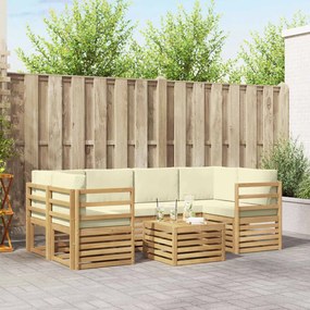 vidaXL Σειρά Καναπέ Εξωτερικού 7 pcs Λευκό και Κρεμ Πολυεστέρας