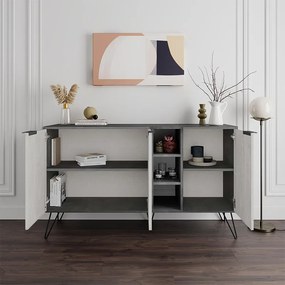 Μπουφές Clara Megapap χρώμα γκρι ρετρό - λευκό αντικέ 142x35,6x83εκ.
