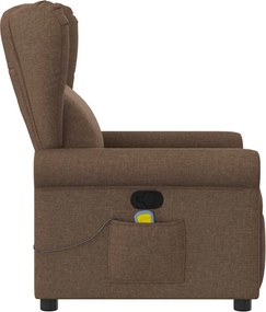 vidaXL Πολυθρόνα Μασάζ Ανακλινόμενη Καφέ Υφασμάτινη