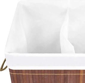 vidaXL Καλάθι Άπλυτων με 2 Τμήματα Καφέ 72 Λίτρα από Μπαμπού