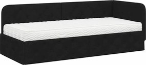 vidaXL Κρεβάτι Γωνίας Μαύρο 80 x 200 cm ύφασμα