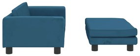 vidaXL Καναπές Παιδικός με Υποπόδιο Μπλε 100x50x30 εκ. Βελούδινος