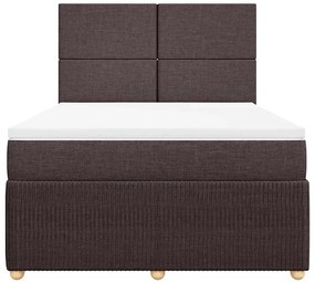 vidaXL Κρεβάτι Boxspring με Στρώμα Σκούρο Καφέ 140x190 εκ. Υφασμάτινο