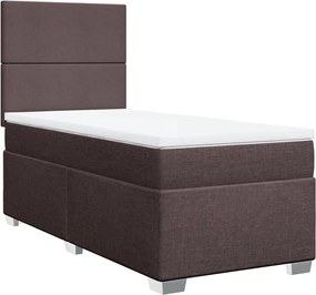 vidaXL Κρεβάτι Boxspring με Στρώμα Σκούρο Καφέ 80x200 εκ. Υφασμάτινο