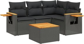 vidaXL Patio Sofa Set 5-θέσια Black