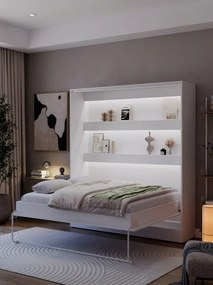 Κρεβάτι Τοίχου Zylo I LED-Λευκό-160 x 200