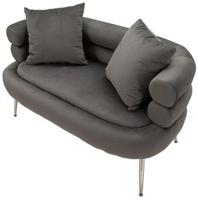 SILVERY PLUS Διθέσιος Καναπές με Μαξιλάρια Γκρι/Ασημένιος 133x68
