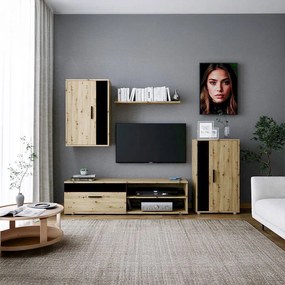 Σύνθετο σαλονιού Benor-Μαύρο - Φυσικό