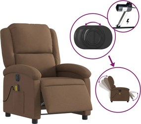 vidaXL Πολυθρόνα Μασάζ Ηλεκτρική Ανακλινόμενη Καφέ Υφασμάτινη
