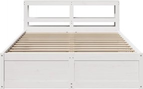 vidaXL Πλαίσιο Κρεβατιού με Κεφαλάρι Λευκό 140 x 190 εκ. Μασίφ Πεύκο
