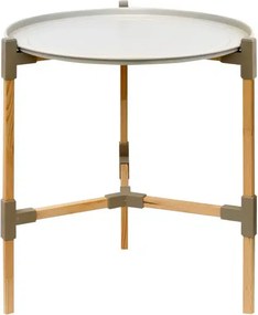 Τραπεζάκι βοηθητικό ξύλινο - πλαστικό χρώμα μπεζ Φ46x53εκ.