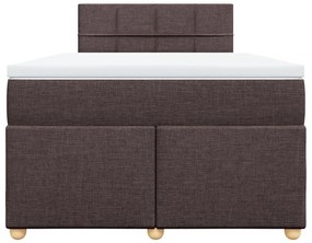 Κρεβάτι Boxspring με Στρώμα Σκούρο Καφέ 120x190 εκ Υφασμάτινο - Καφέ