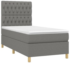 ΚΡΕΒΑΤΙ BOXSPRING ΜΕ ΣΤΡΩΜΑ &amp; LED ΣΚ.ΓΚΡΙ 90X200 ΕΚ. ΥΦΑΣΜΑΤΙΝΟ 3135646