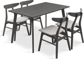 Tραπεζαρία Benson - Orlean pakoworld σετ 5τμχ rustic grey-ύφασμα γκρι 120x75x75εκ