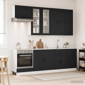 vidaXL Μονάδα κουζίνας LUCCA 8 pcs Μαύρο Επεξεργασμένο Ξύλο