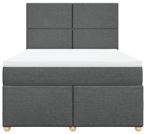 vidaXL Κρεβάτι Boxspring με Στρώμα Σκούρο Γκρι 140x200 εκ Υφασμάτινο