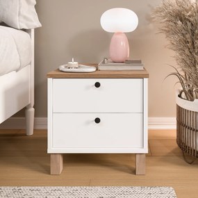 Κομοδίνο ArteLibre BIFROST Λευκό/Φυσικό Μοριοσανίδα 44.5x40x44.5cm