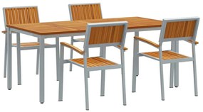 vidaXL Σέτ φαγητού για κήπο 5 pcs Γκρι και καφέ 180 x 90 x 75 cm