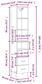 Μπουφές Sonoma δρυς 34,5 x 34 x 180 εκ. από Επεξεργασμένο Ξύλο - Καφέ