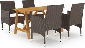 vidaXL Σετ Τραπεζαρίας Κήπου 5 Τεμαχίων Καφέ