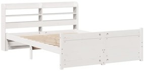 vidaXL Πλαίσιο Κρεβατιού Κεφαλάρι Λευκό 150x200εκ Μασίφ Πεύκο
