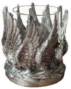 Κηροπήγιο Vole 018540 15x15xH18,3cm Antique Silver Polyresin