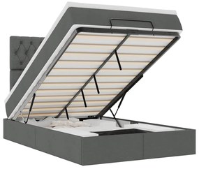 vidaXL Οθωμανικό κρεβάτι με στρώμα Σκούρο γκρι 120x190 cm Ύφασμα