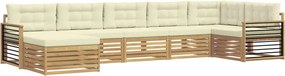 vidaXL Σειρά Καναπέ Εξωτερικού με μαξιλάρι 7 pcs Λευκό και Κρεμ