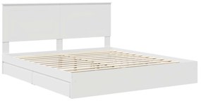 vidaXL Κρεβάτι Αποθήκης Λευκό 200 x 200 cm Επεξεργασμένο ξύλο