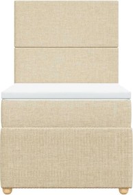 vidaXL Κρεβάτι Boxspring με Στρώμα Κρεμ 90x190 εκ.Υφασμάτινο