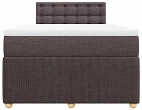 vidaXL Κρεβάτι Boxspring με Στρώμα Σκούρο Καφέ 120x190 εκ Υφασμάτινο