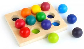 Εκπαιδευτικό Ξύλινο Παιχνίδι Με Χρωματιστές Μπάλες IK-039 14x18cm Για Παιδιά 3 ετών + Multi