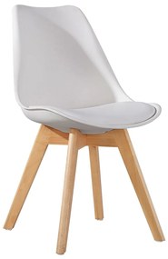 Καρέκλα GROUGH Λευκό PP/PU/Ξύλο 49x56x83cm