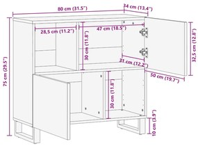 Ντουλάπι 80x34x75 εκ. από Μασίφ Ξύλο Ακακίας - Πολύχρωμο