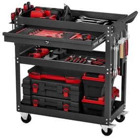 VEVOR 4-Tier Tool Cart on Wheels 350 lb Rolling Work Cart with Drawer &amp; Pegboard