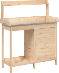 vidaXL Τραπέζι για Γλάστρες με Ντουλάπι 110,5x45x124,5 εκ. Μασίφ Ελάτη