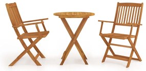 vidaXL Σετ Επίπλων Bistro Πτυσσόμενο 3 Τεμαχίων από Μασίφ Ξύλο Ακακίας