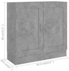 Βιβλιοθήκη Γκρι του Σκυροδέματος 82,5x30,5x80 εκ. Επεξ. Ξύλο - Γκρι