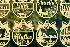 Σετ των 3 Intra απο ξύλο plywood 3mm-4mm πάχος Χριστουγεννιάτικο στολίδι Δίασταση 8x8 cm INTRAFABR-85853366