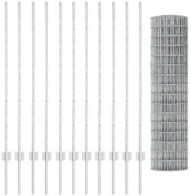 vidaXL Φράχτης με Στήλες. Ασημί 1.2 x 25 m Ατσάλι
