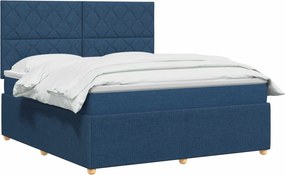 vidaXL Κρεβάτι box spring με στρώμα Μπλε 140 x 200 cm Ύφασμα