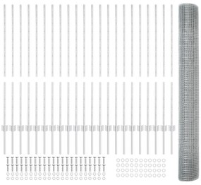 vidaXL Συρμάτινος Φράχτης με 44 U Posts Ασημί 1.2x50 μ Χάλυβας