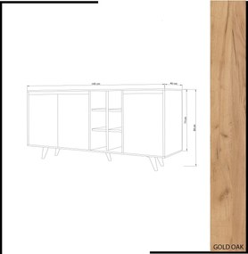 Κονσόλα Δρυς / Λευκό MILITEN 140x40x86