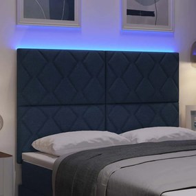 vidaXL LED κεφαλάρι Ανοιχτό γκρι 144 cm ύφασμα