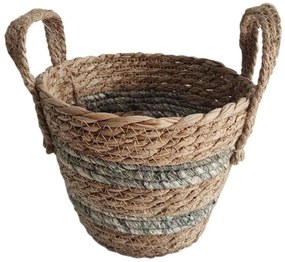Καλάθι Ριγέ 00.06.61278 18x16-22cm Ψάθινο Natural-Brown Mat