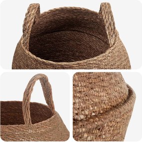 vidaXL Γλάστρα με Χερούλια 2 τμχ. Φυσικό Ø 32 x 32 cm